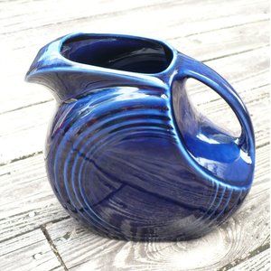 Fiesta Cobalt Blue Pitcher Vintage Americana Classic Disk Design Made in USA